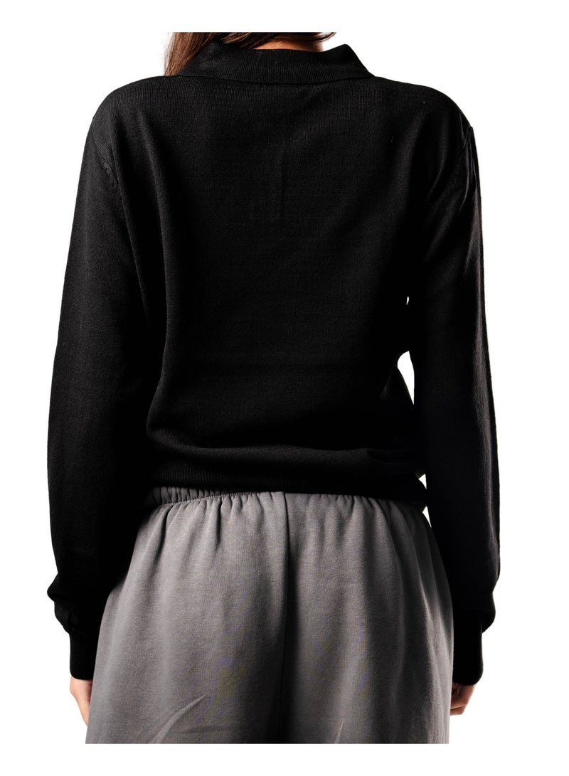 Basic Look Knitted Polo Sweatshirt - Image 3
